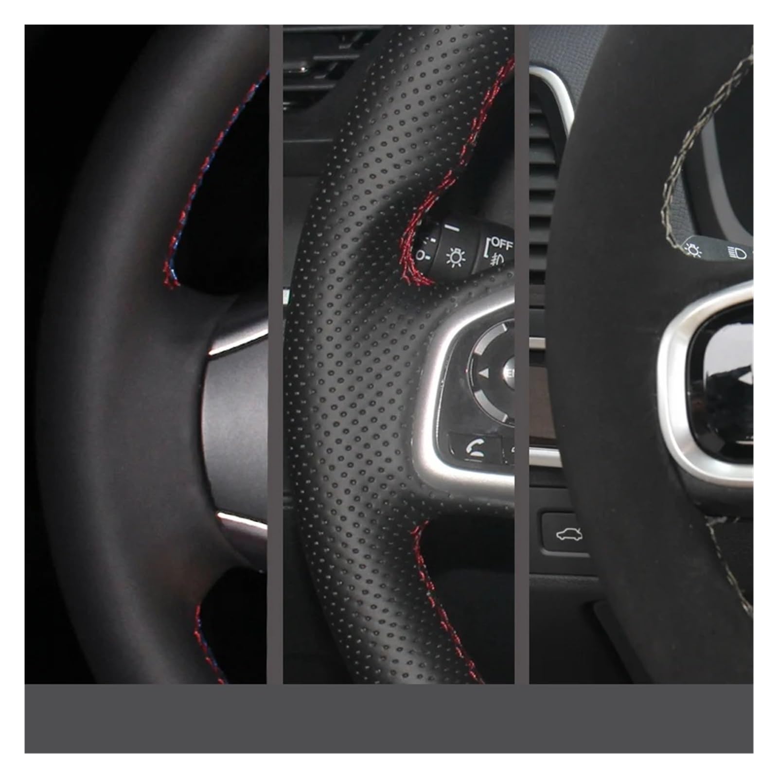 Lenkradbezug Für Benz C63 SL65 SLK55 Für AMG R230 C219 W204 W212 2008-2015 Handstich Wildleder Echtleder Auto Lenkradbezug Lenkradabdeckung(Style 3) von Ltusgt