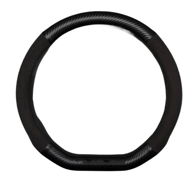 Lenkradbezug Für F10 F20 F26 F30 F32 E34 E36 E90 Kein Geruch Super Dünne Pelz Leder Carbon Lenkrad Abdeckung Lenkradabdeckung(D Shape-Black) von Ltusgt