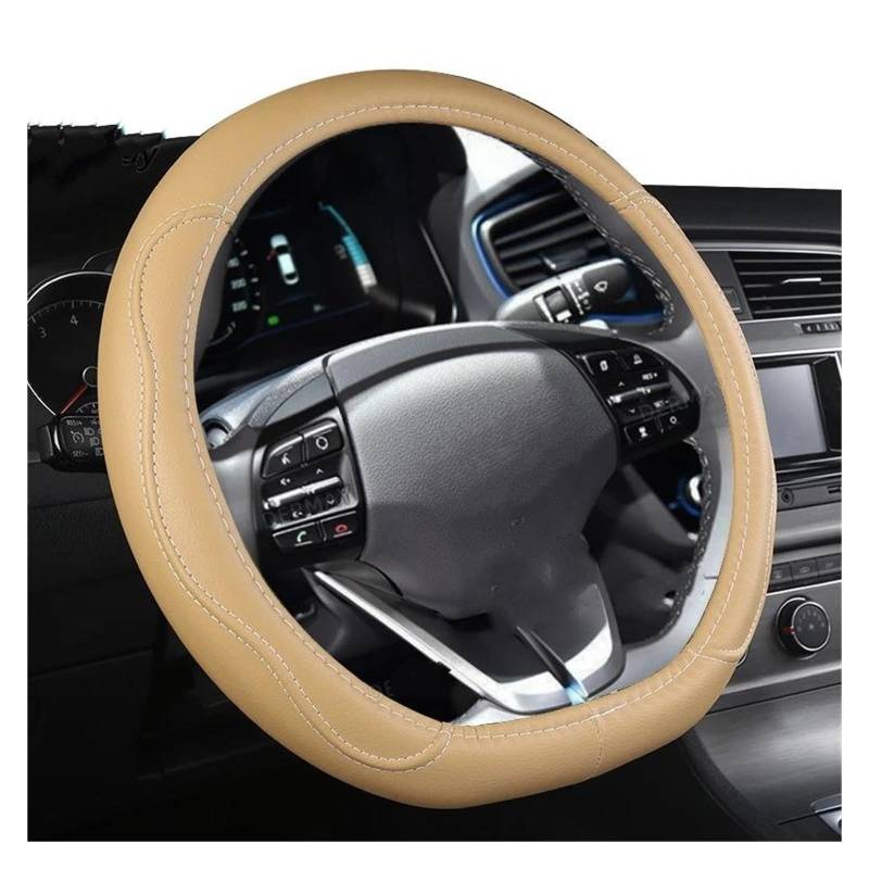 Lenkradbezug Für Hyundai Für Ioniq 2016 2017 2018 2019 2020 2021 2022 PU Leder Auto Styling Auto Protector Lenkrad Abdeckung D Form Lenkradabdeckung(Beige) von Ltusgt