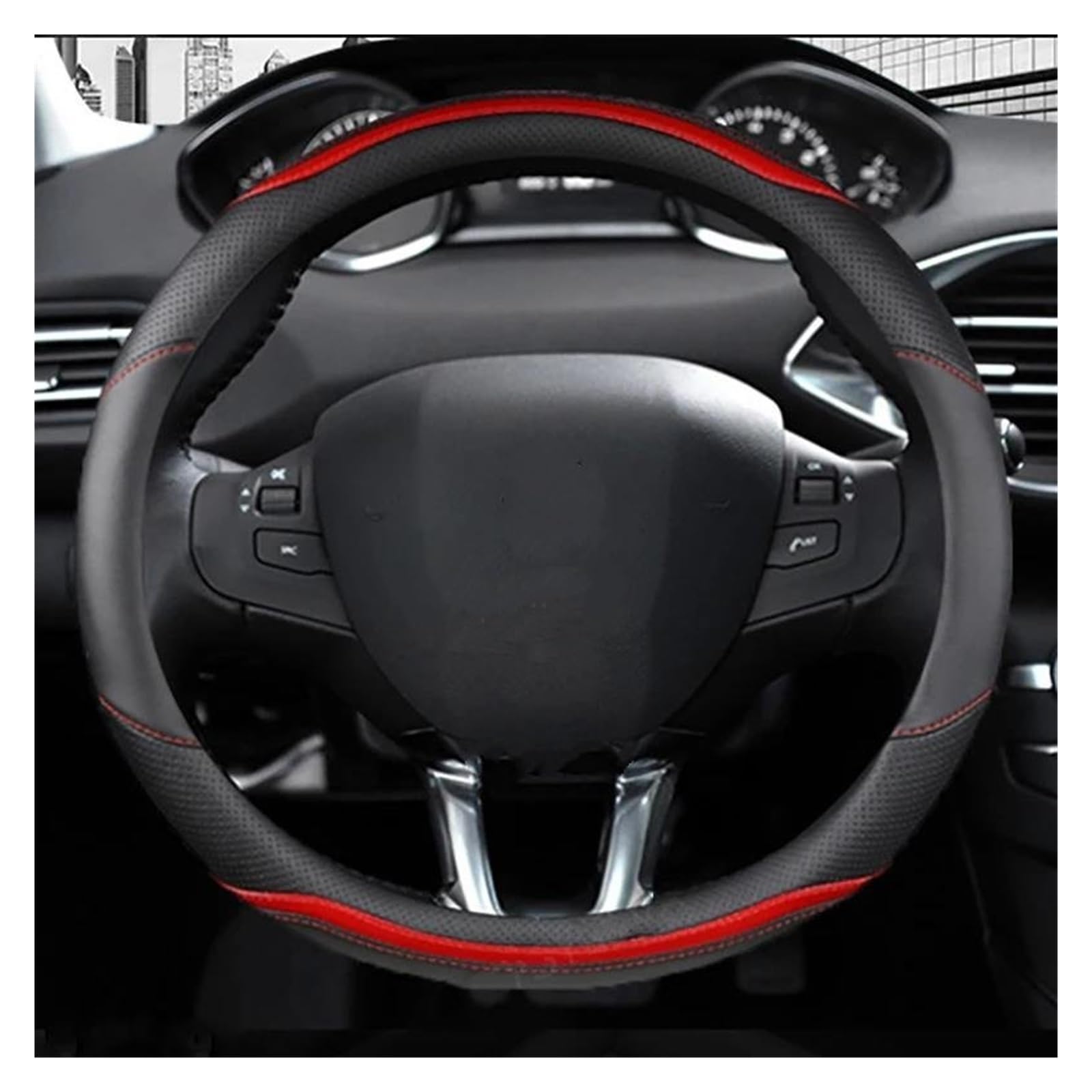 Lenkradbezug Für Peugeot 208 2012~2018 308 2014~2021 2008 2013~2018 Auto Zubehör Auto Lenkrad Abdeckung Carbon Faser Leder Lenkradabdeckung(B) von Ltusgt