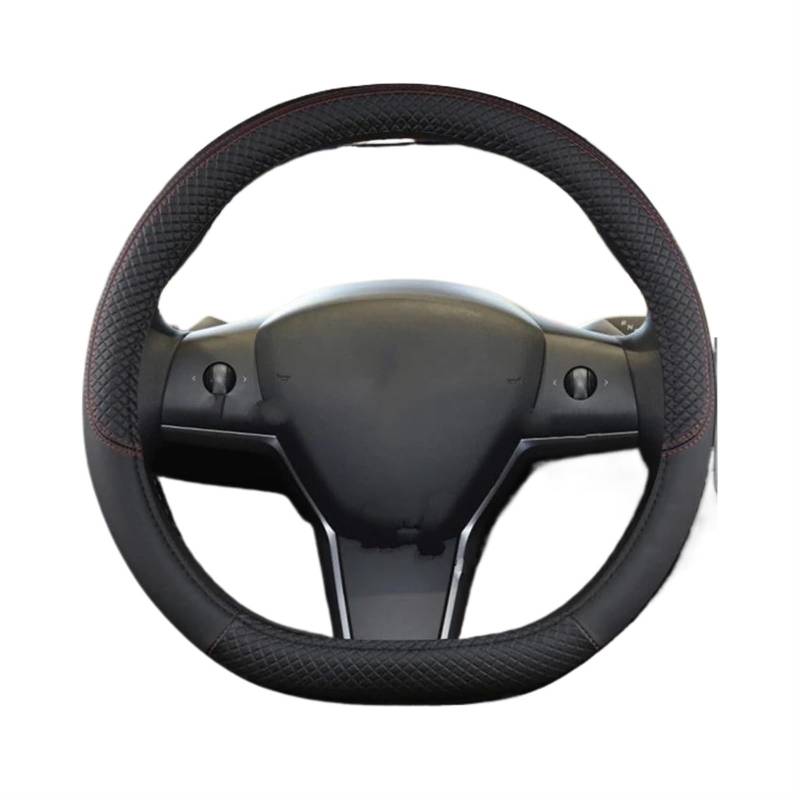 Lenkradbezug Für Tesla Für Modell Für 3 2016 2017 2018 2019 2020 2021 2022 2023 9 Farben Auto Lenkrad Abdeckung PU Leder Non Slip Auto Zubehör Lenkradabdeckung(Black) von Ltusgt