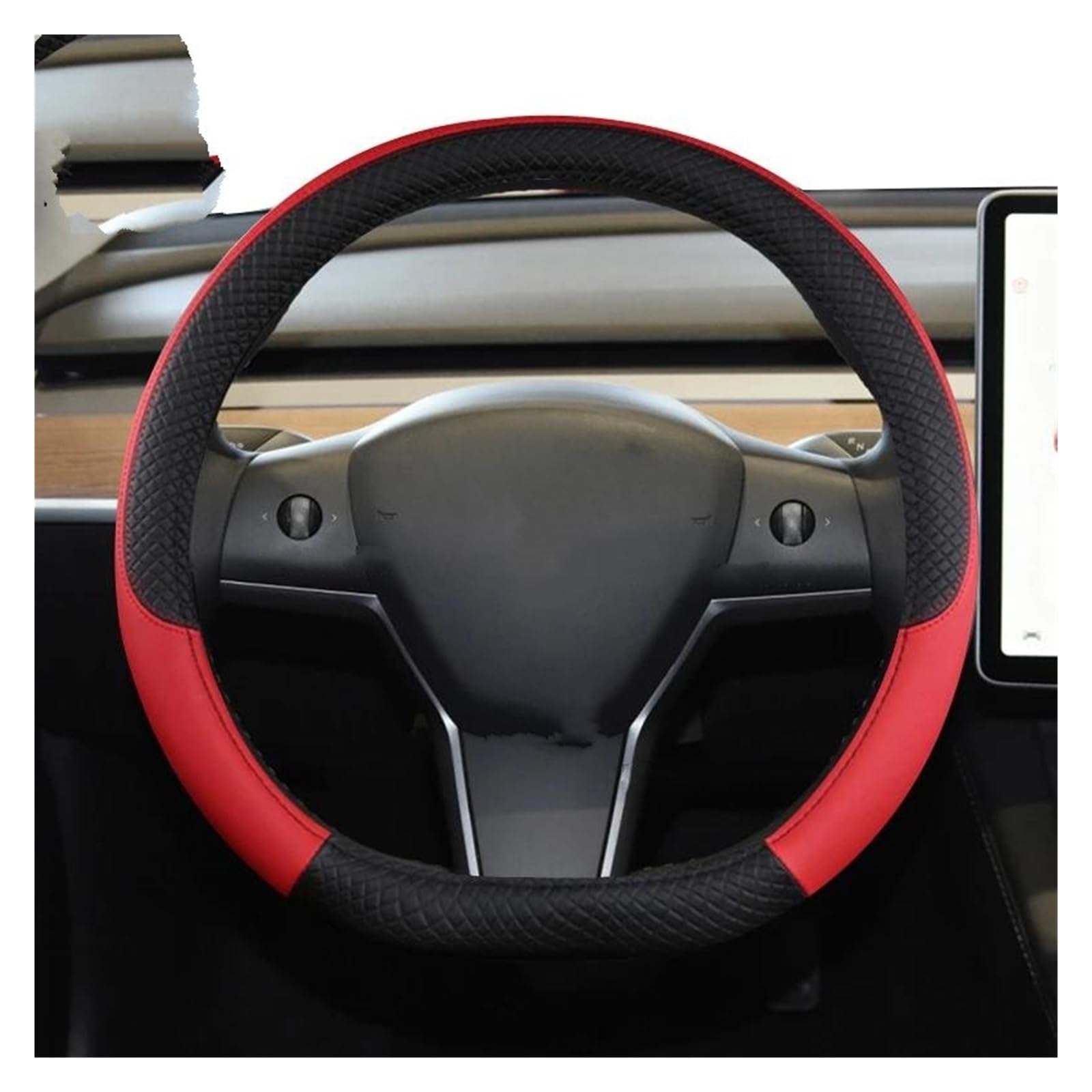 Lenkradbezug Für Tesla Für Modell Für 3 2016 2017 2018 2019 2020 2021 2022 2023 9 Farben Auto Lenkrad Abdeckung PU Leder Non Slip Auto Zubehör Lenkradabdeckung(Red) von Ltusgt