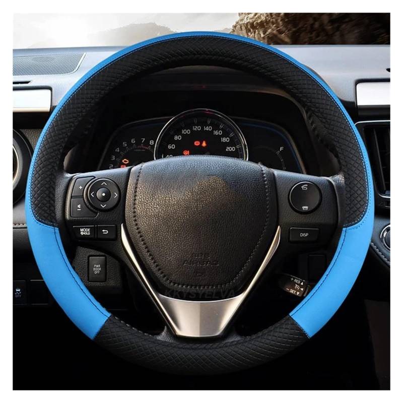 Lenkradbezug Für Toyota Für Vios Für Yaris Für Camry Für Corolla Für Altis Für Mark X Für Crown Für Rav4 38cm Innenraum Auto Lenkradbezug PU Leder Lenkradabdeckung(Blue) von Ltusgt