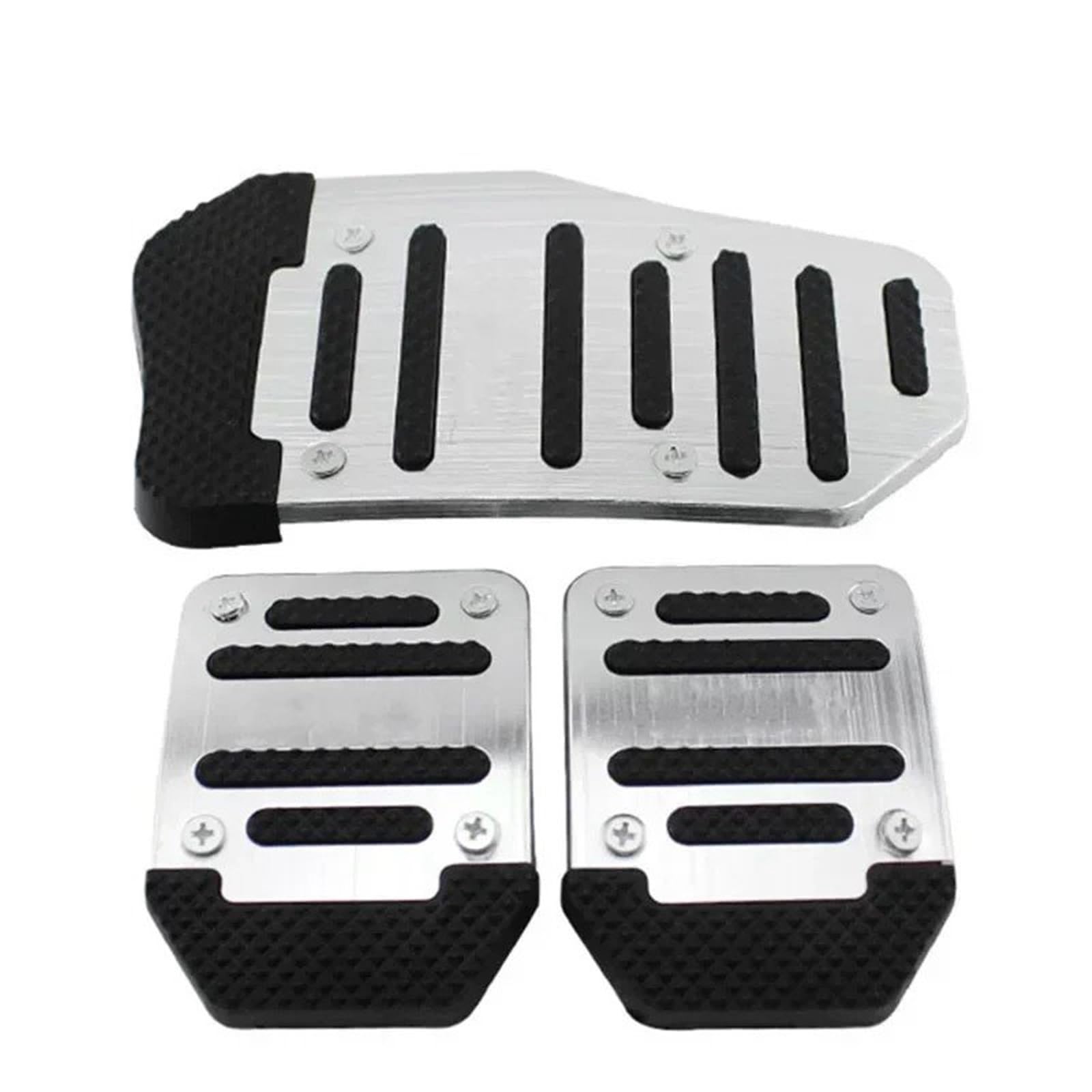 Pedalsatz Fußpedal 3Pcs Universal Racing Manuelle Nicht-Slip Fuß Pedal Pad Abdeckung Aluminium Automatische Getriebe Bremse Beschleuniger Auto Innen Zubehör Bremspedal Gaspedal Fußstütze(Silver) von Ltusgt