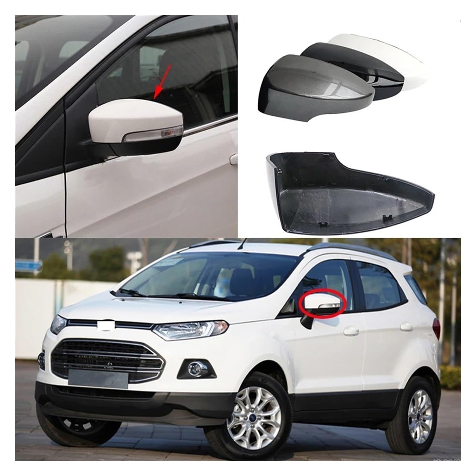 Rückspiegelkappe Für Ford Für Kuga 2013-2019 Äußere Rückspiegel Abdeckung Seite Rückspiegel Shell Gehäuse Außenspiegel Spiegelkappen(1pc elegant White L) von Ltusgt