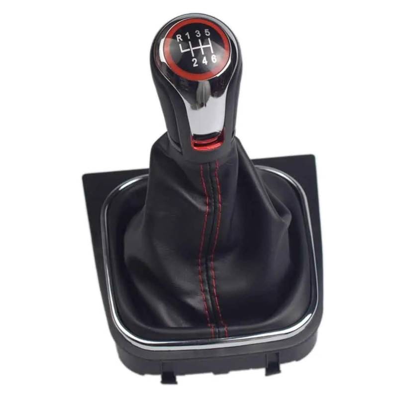 Shifter Kopf Für VW Für Golf 6 5 Für A5 MK5 Für GTI Für GTD R32 2004-2008 Für Scirocco MT 5 6 Gang Schaltknauf Schalthebelmanschette Manschettenabdeckung Schalthebelknauf(Chrome-6Speed) von Ltusgt