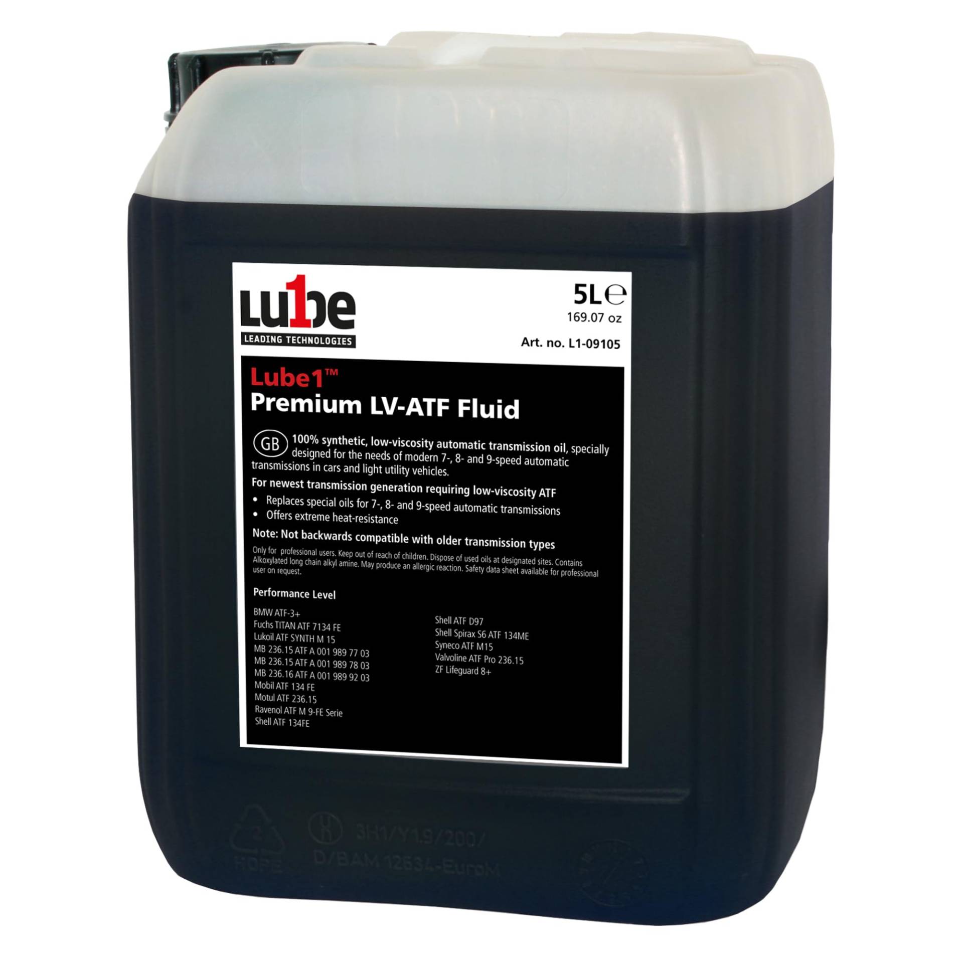 Lube1 Premium LV-ATF Fluid - 5L I Premium ATF Automatikgetriebeöl I Speziell entwickeltes ATF Automatenöl I 100% vollsynthetisches Hydrauliköl von Lube1