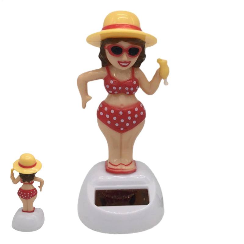 Luckxing Solar-Auto-Armaturenbrett-, Mädchen-Auto-Armaturenbrett- Auto-Ornamente Mini-Figur,Bikini Beauty Sammelfiguren, solarbetriebene Schreibtischation, niedliche Autoation, von Luckxing