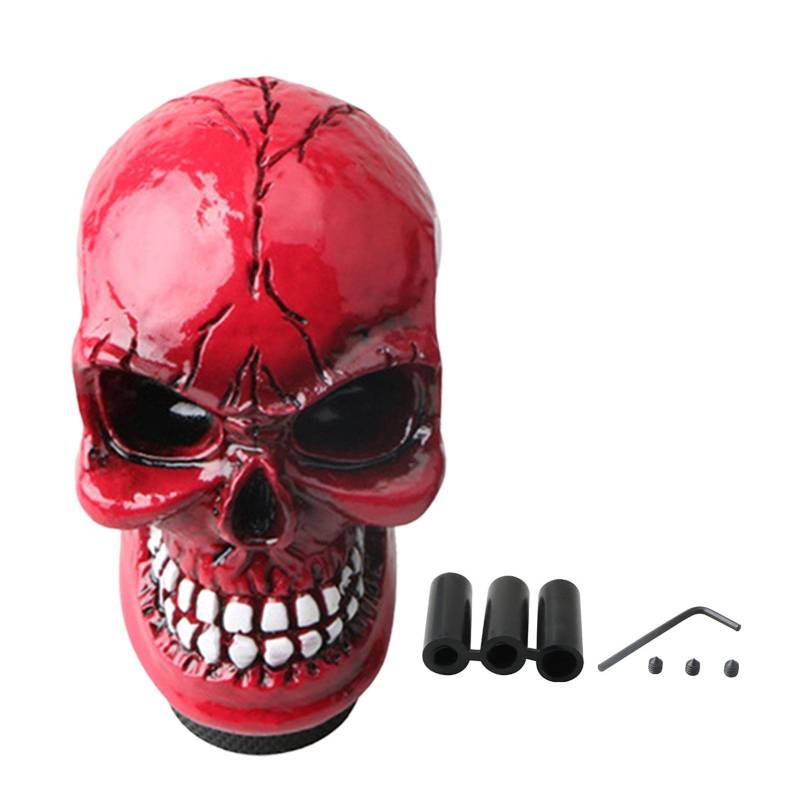 Luckxing Schalthebel Schaltknauf Mit 3 Adaptern 8mm 10mm 12mm, Schädel Schaltknüppel Skull Totenkopf Gießharz Gear Shifter Knob Mit Schraube, Schlüssel Für Most Manuelles Oder Automatisches Getriebe von Luckxing