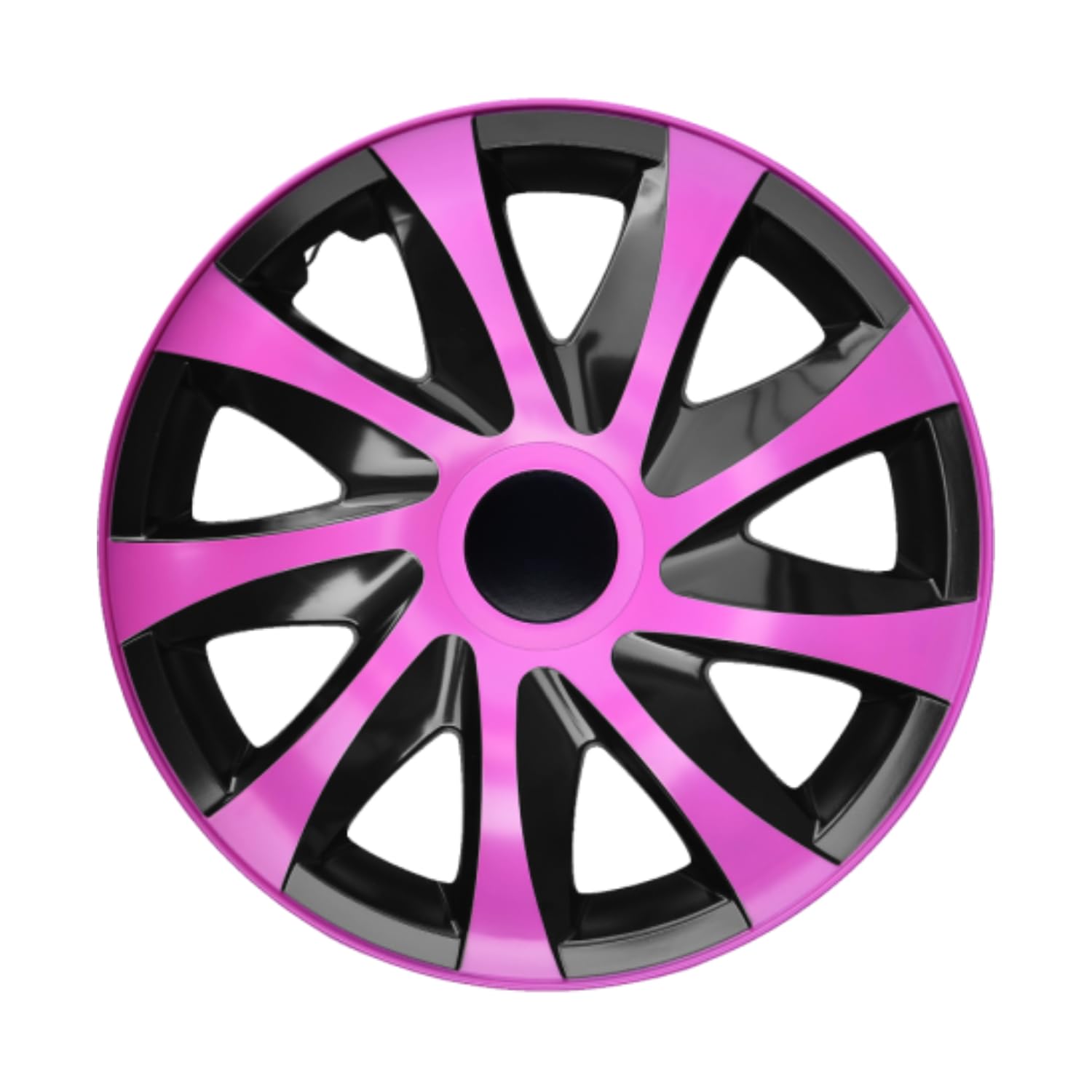 Luckyberg Radkappen 14 Zoll Draco | Zierkappen in vielen Farben, Radzierblenden 4er-Set für die meisten Automarken und Stahlfelgen. Felgenabdeckung für Autofelgen. (14" - ROSA/SCHWARZ) von Luckyberg