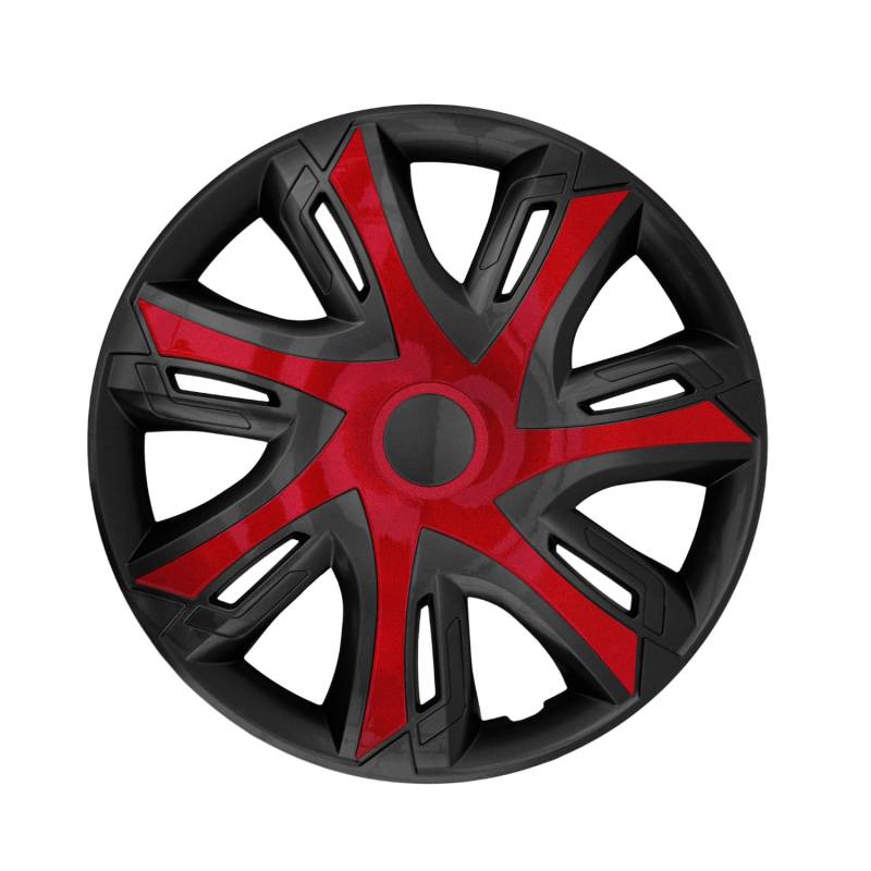 Luckyberg Radkappen 15 Zoll N-Power | Zierkappen in vielen Farben, Radzierblenden 4er-Set für die meisten Automarken und Stahlfelgen. Felgenabdeckung für Autofelgen. (15" - ROT/SCHWARZ) von Luckyberg