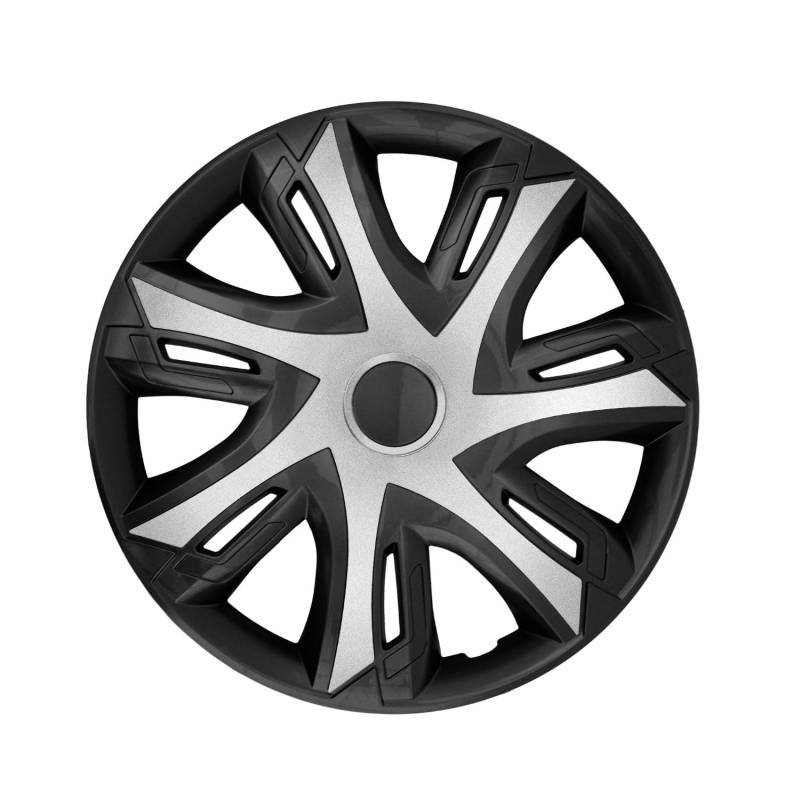 Luckyberg Radkappen 15 Zoll N-Power | Zierkappen in vielen Farben, Radzierblenden 4er-Set für die meisten Automarken und Stahlfelgen. Felgenabdeckung für Autofelgen. (15" - Silver/SCHWARZ) von Luckyberg