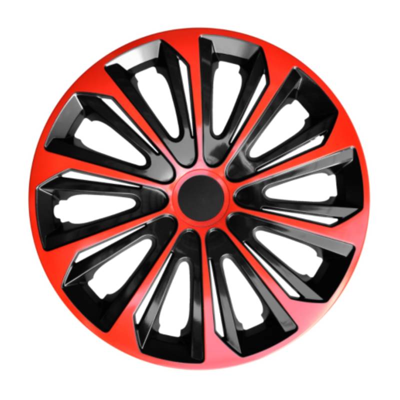 Luckyberg Radkappen 15 Zoll Strong | Radzierblenden 4er-Set für die meisten Automarken und Stahlfelgen, Zierkappen in vielen Farben. Felgenabdeckung für Autofelgen. (15" - ROT/SCHWARZ) von Luckyberg