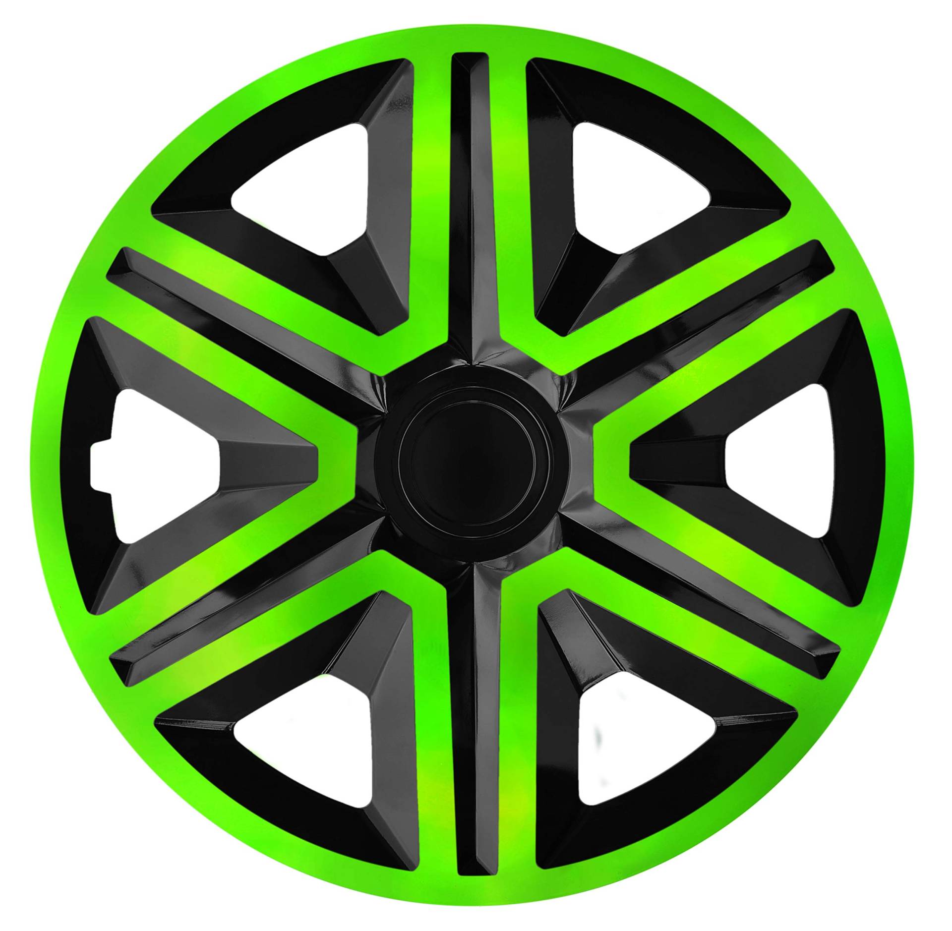 Luckyberg Radkappen - 'Fast LUX/Action' 14 Zoll 4er Set - Universal Fit für Autos und andere Fahrzeuge (Green/Black) von Luckyberg