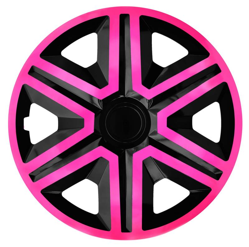 Luckyberg Radkappen - 'Fast LUX/Action' 14 Zoll 4er Set - Universal Fit für Autos und andere Fahrzeuge (Pink/Black) von Luckyberg