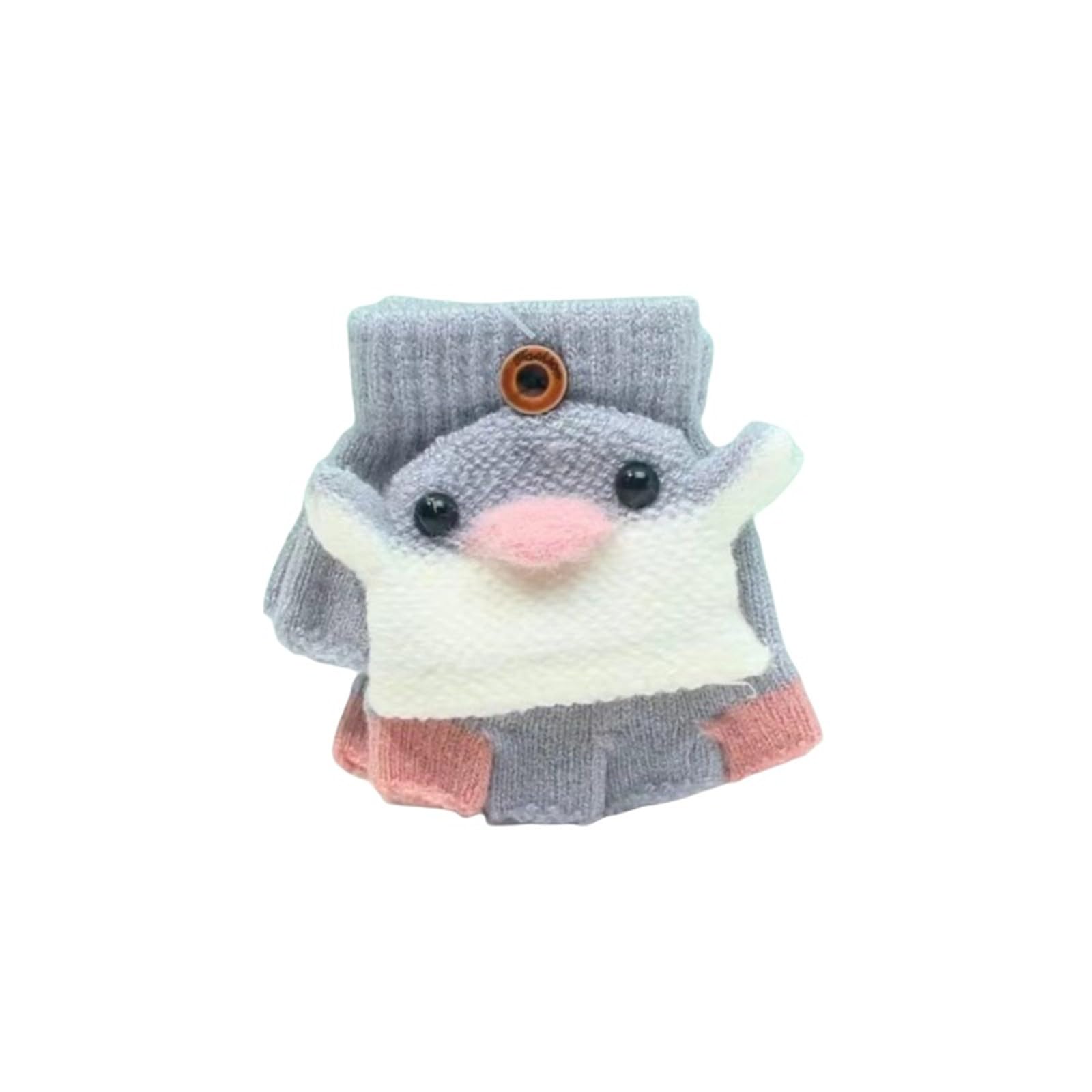 Luckywaqng Dinosaurier Print Gestrickte Warme Cabrio Flip Fäustlinge Top Fingerlose Kinder Winterhandschuhe Kinder Handschuhe Fäustlinge Gestrickte Flip Halbfinger Handschuhe (Z2-Grey, One Size) von Luckywaqng