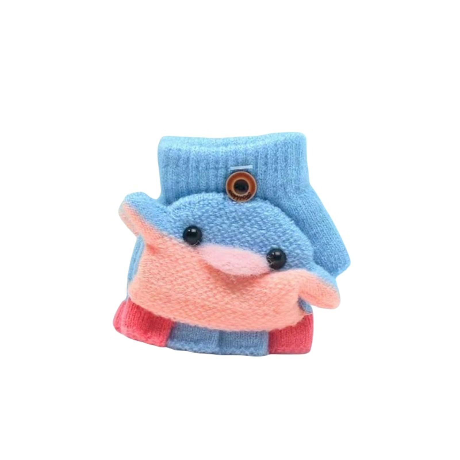 Luckywaqng Dinosaurier Print Gestrickte Warme Cabrio Flip Fäustlinge Top Fingerlose Kinder Winterhandschuhe Kinder Handschuhe Fäustlinge Gestrickte Flip Halbfinger Handschuhe (Z2-Hot Pink, One Size) von Luckywaqng