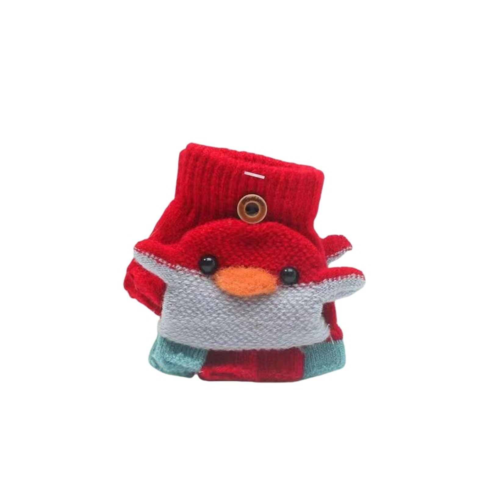 Luckywaqng Dinosaurier Print Gestrickte Warme Cabrio Flip Fäustlinge Top Fingerlose Kinder Winterhandschuhe Kinder Handschuhe Fäustlinge Gestrickte Flip Halbfinger Handschuhe (Z2-Red, One Size) von Luckywaqng