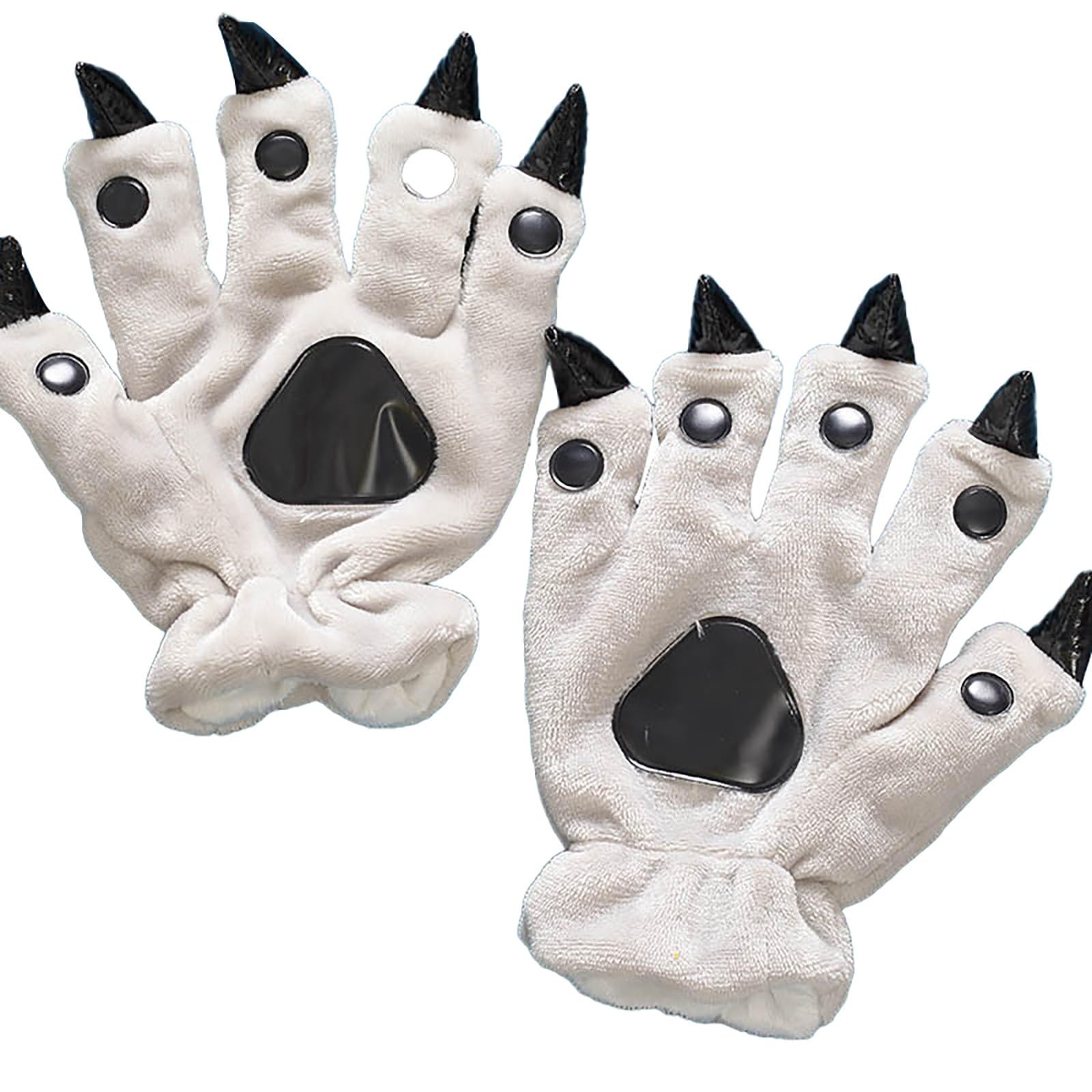 Luckywaqng Flanell Cartoon One Pyjamas Tier Dinosaurier Handschuhe Panda Kuh Fünf Finger Tier Handschuhe Fingerlose Handschuhe Mit Kappe Damen (H, Average size/adult) von Luckywaqng