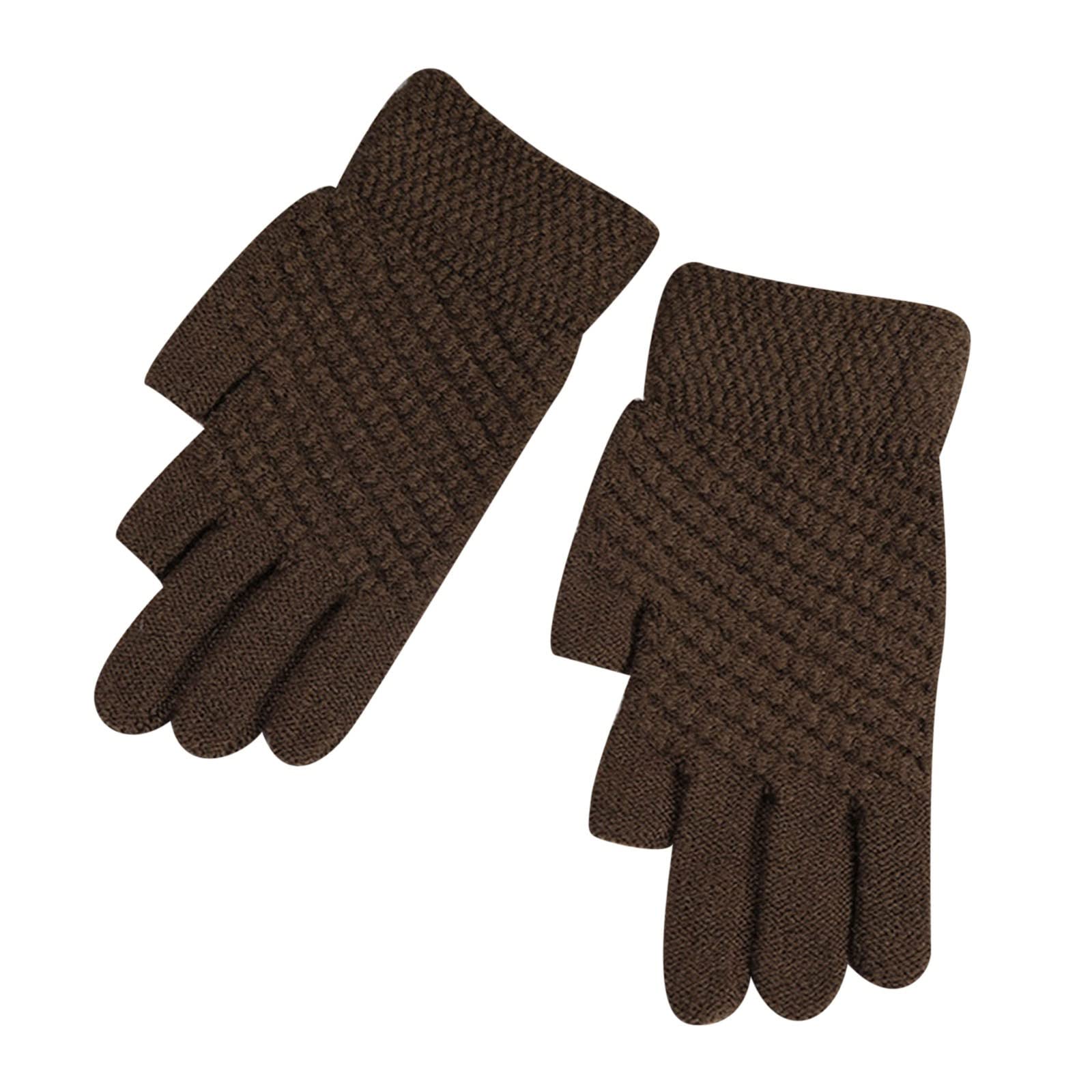 Luckywaqng Gloves Women's Winter Padded Outdoor Cycling Car Cold Non Slip Screen Driving To Keep Warm Handschuhe Gumminoppen (Z1-Coffee, One Size) von Luckywaqng