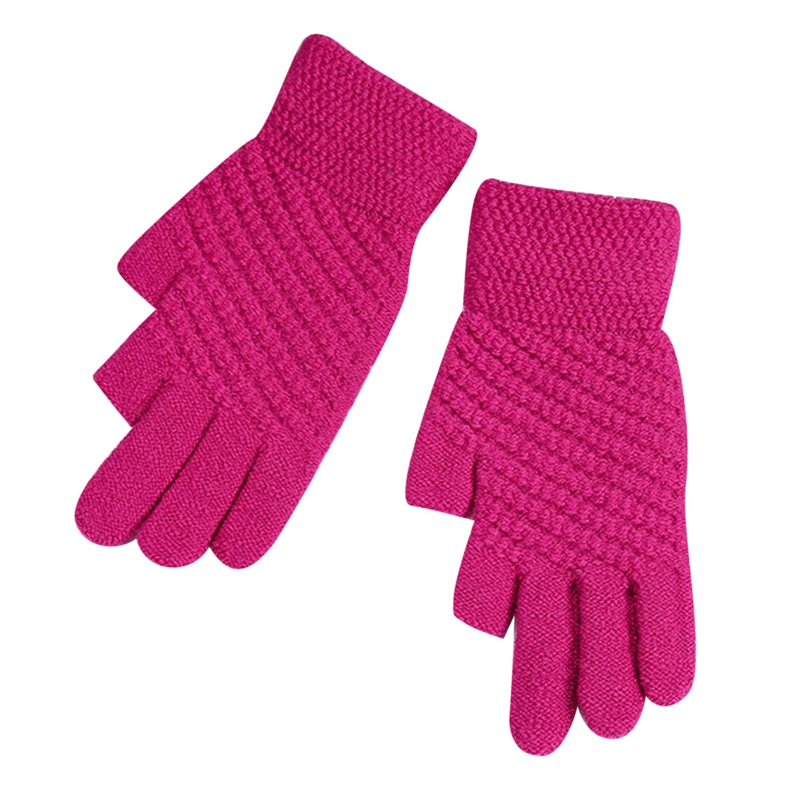 Luckywaqng Gloves Women's Winter Padded Outdoor Cycling Car Cold Non Slip Screen Driving To Keep Warm Handschuhe Gumminoppen (Z1-Hot Pink, One Size) von Luckywaqng