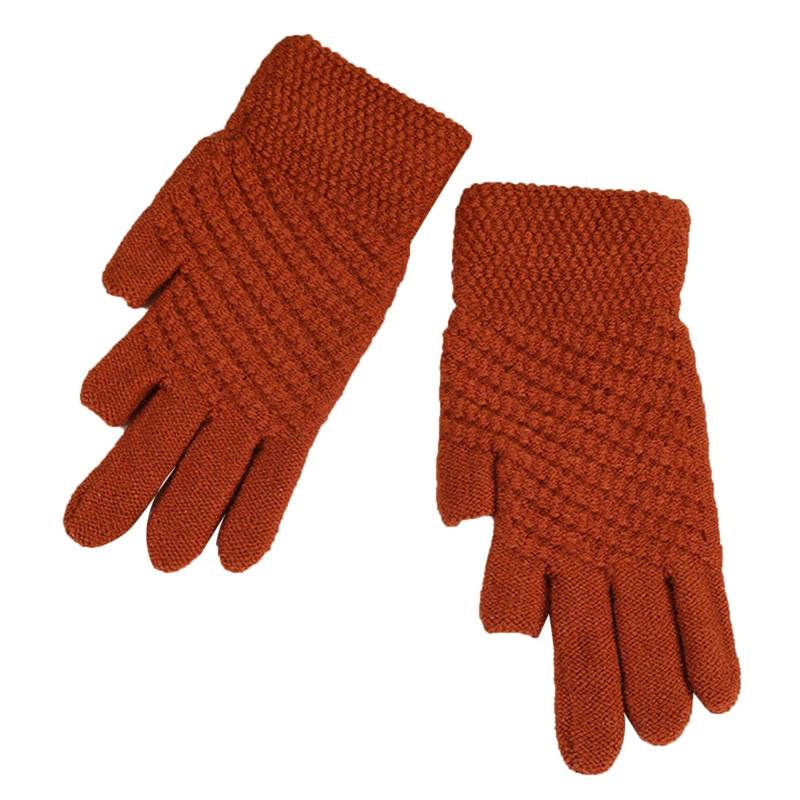 Luckywaqng Gloves Women's Winter Padded Outdoor Cycling Car Cold Non Slip Screen Driving To Keep Warm Handschuhe Gumminoppen (Z1-Orange, One Size) von Luckywaqng