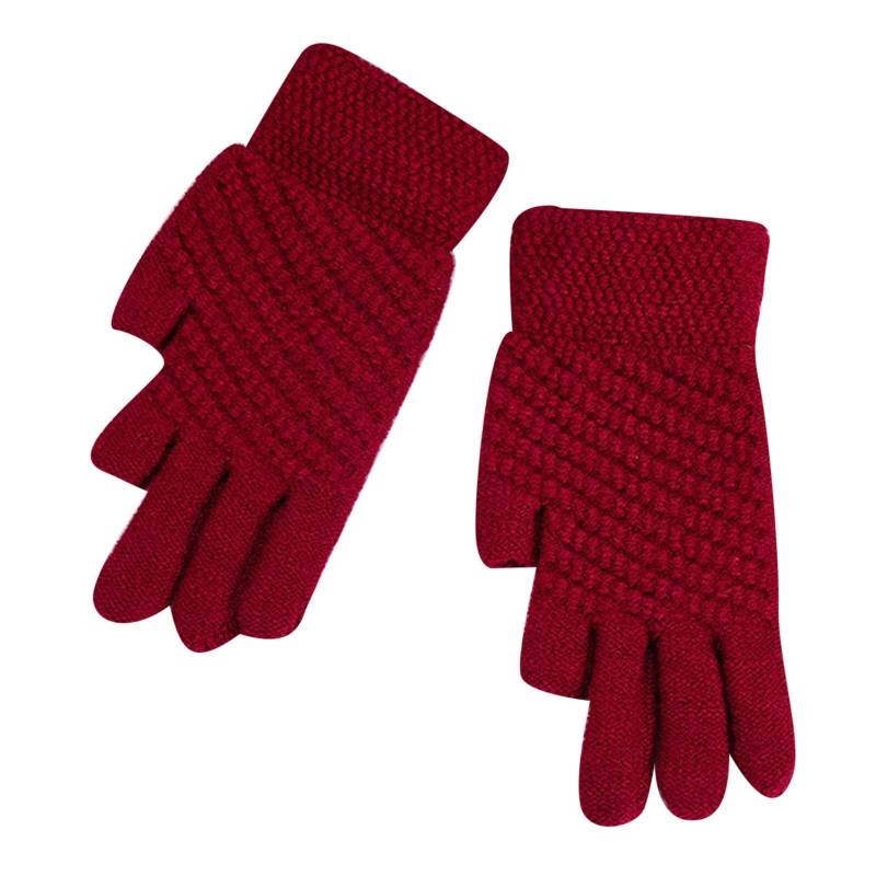 Luckywaqng Gloves Women's Winter Padded Outdoor Cycling Car Cold Non Slip Screen Driving To Keep Warm Handschuhe Gumminoppen (Z1-Wine, One Size) von Luckywaqng