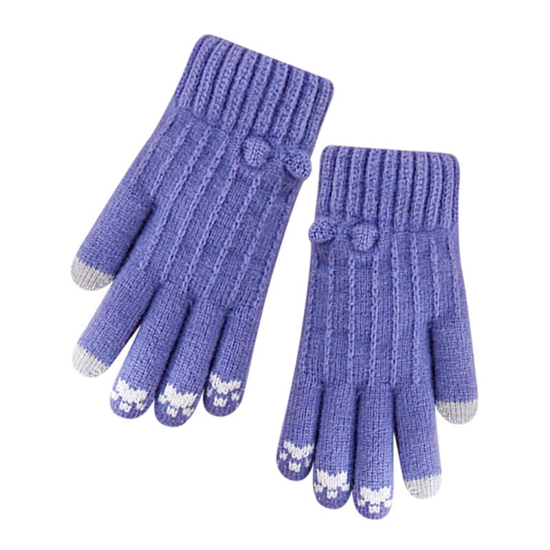 Luckywaqng Gloves Women's Winter Padded Outdoor Cycling Car Cold Non Slip Screen Driving To Keep Warm Handschuhe Gumminoppen (Z2-Blue, One Size) von Luckywaqng