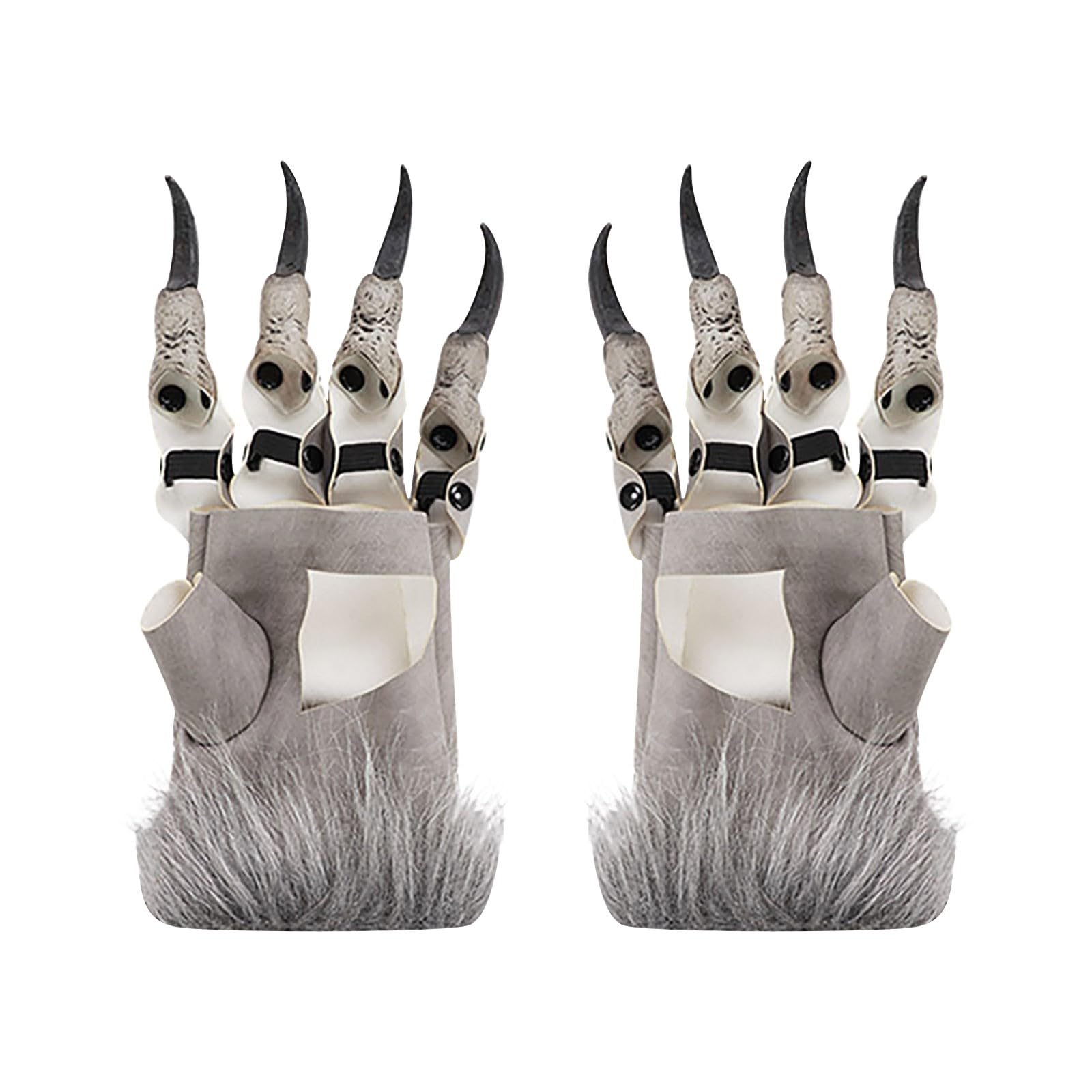 Luckywaqng Halloween Cosplay Drachenhand Kostüm Handschuhe Haarige Wolf Hände Pelztier Handschuhe Halloween Cosplay Kostüm Zubehör Handschuhe Weiß (Grey, A) von Luckywaqng