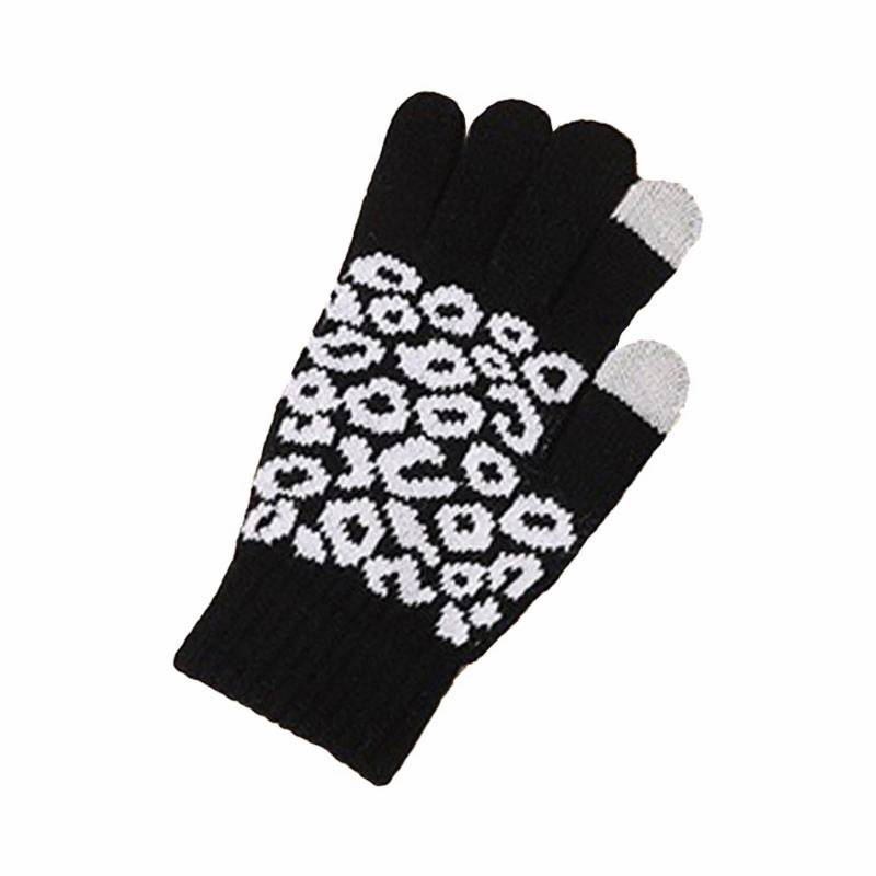 Luckywaqng Knitted Cold Proof Plush Thickened Christmas Gloves Damen Lammfell Handschuhe (Black, A) von Luckywaqng