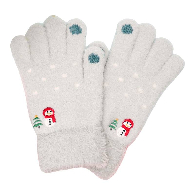 Luckywaqng Knitted Cold Proof Plush Thickened Christmas Gloves Damen Winter Handschuhe (Light Blue, A) von Luckywaqng