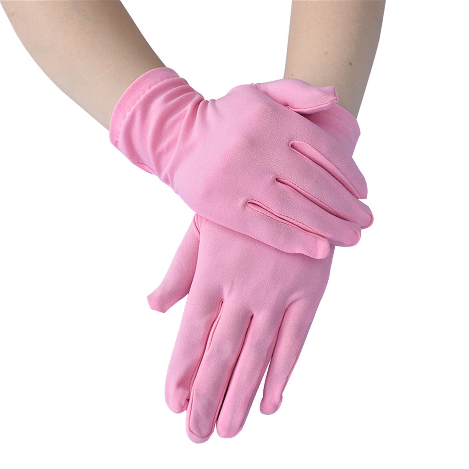 Luckywaqng Solide Handschuhe Mode Zeremonielle Frauen Kurze Tanz Farbe Zubehör Fingerlinge Baumwolle Kinder (Pink, One Size) von Luckywaqng