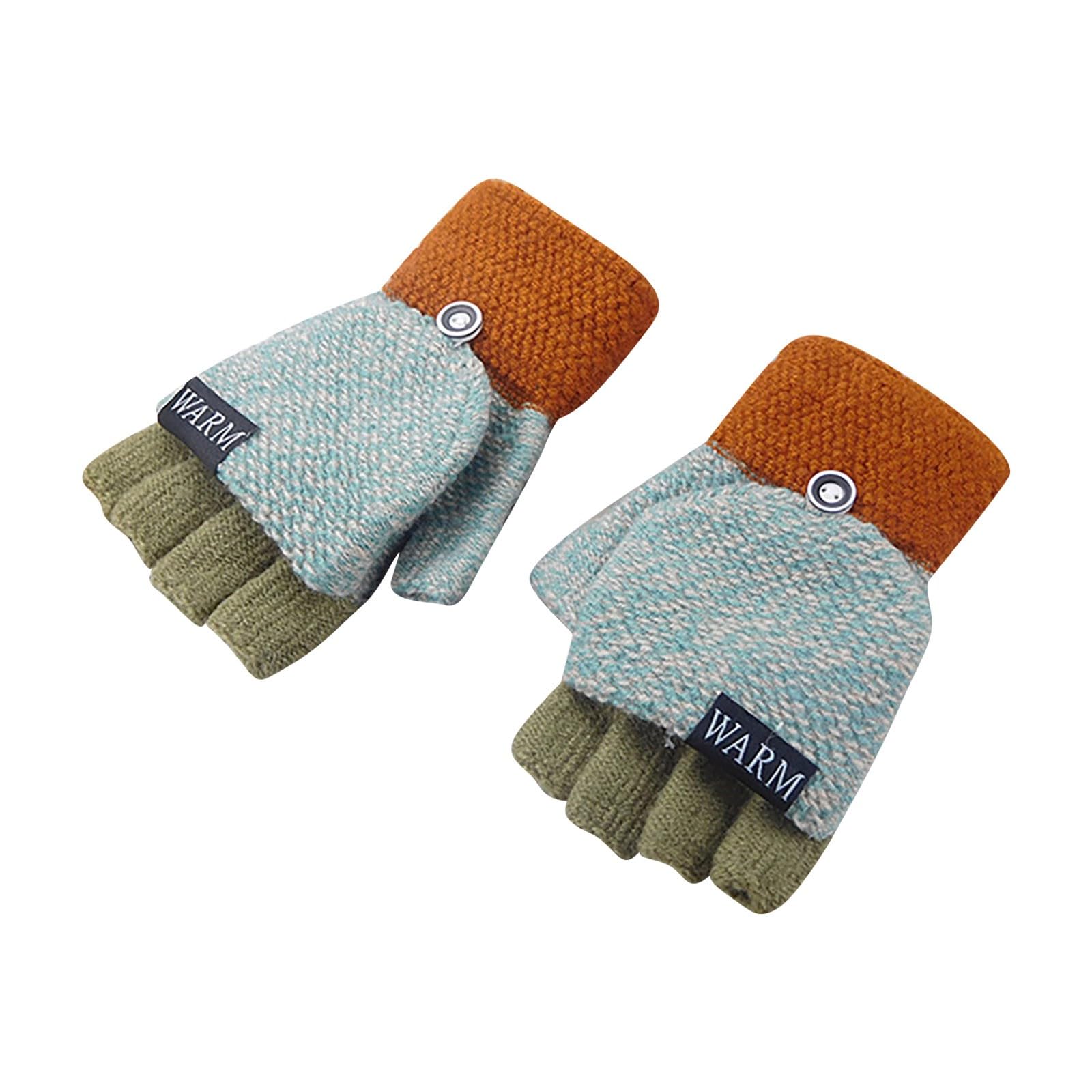 Luckywaqng Winter Knitted Fingerless Gloves Mittens Warm Mitten Glove For Women And Men Lange Lederhandschuhe Damen (Coffee, One Size) von Luckywaqng