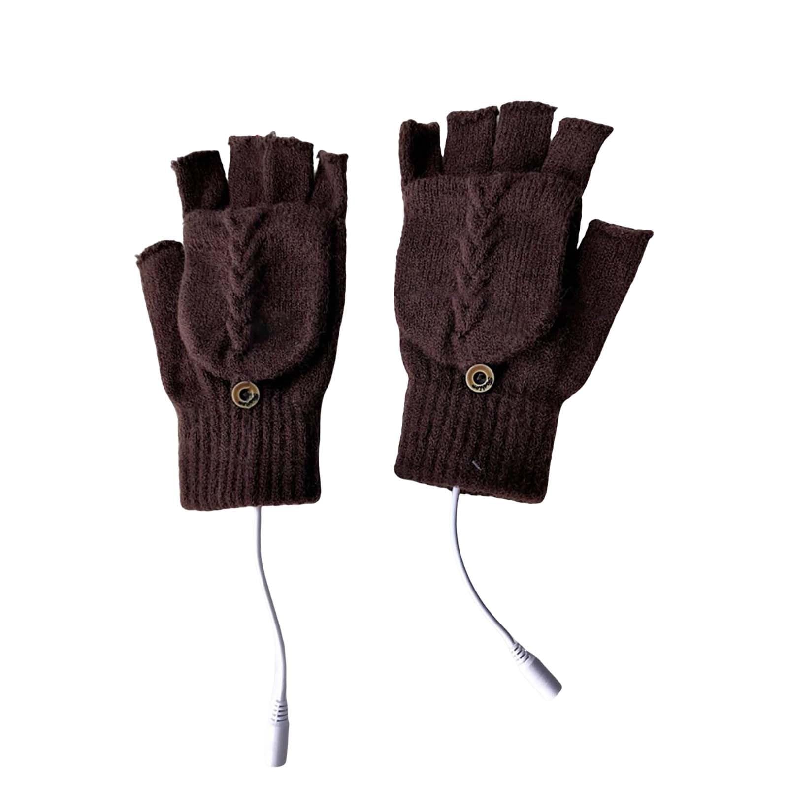 Luckywaqng Winter USB Warm Gloves Hand Warming Hiking Driving Running Riding Heart Of Hand Back Of Hand Reversible USB Heated Gloves Damen Accessoires (Coffee, One Size) von Luckywaqng