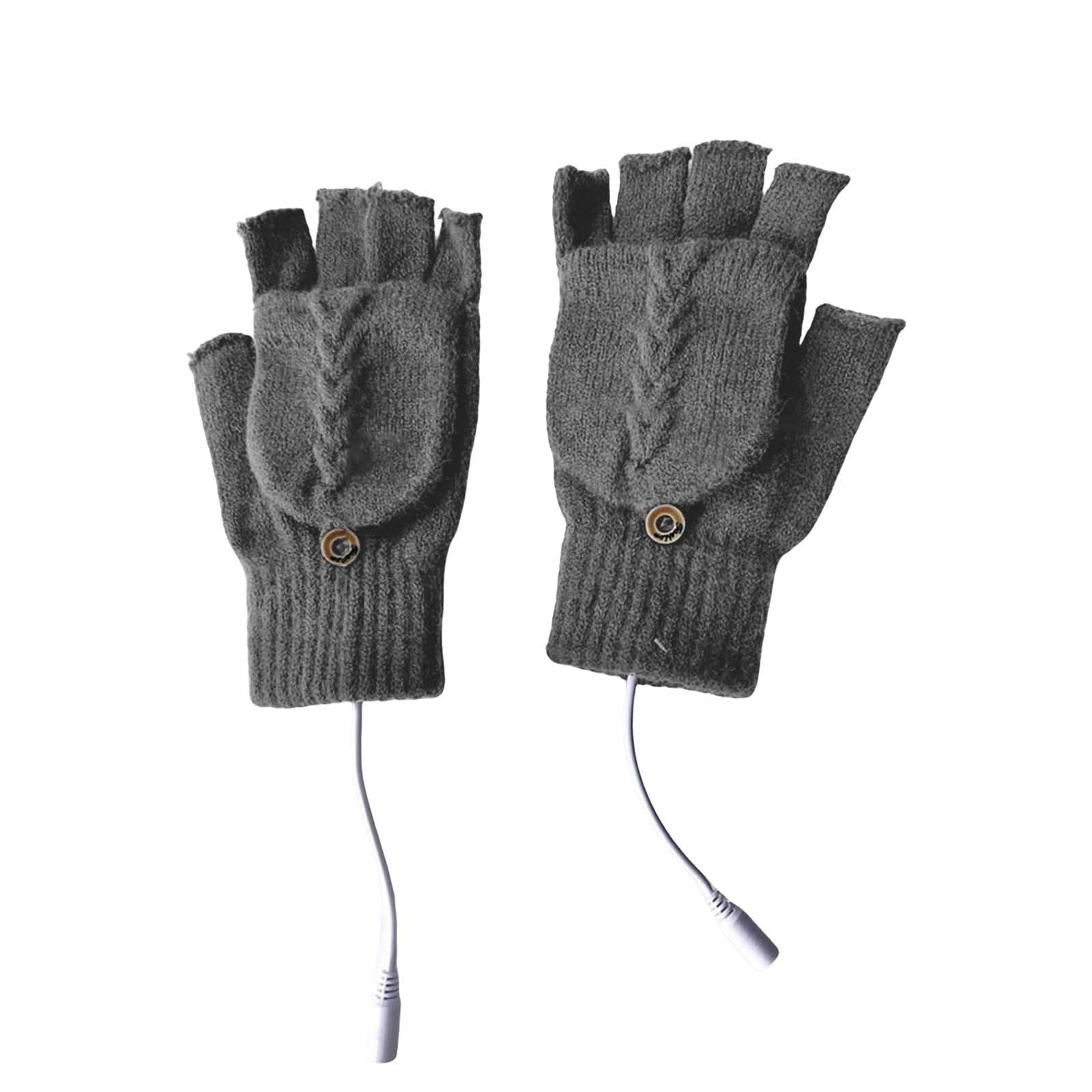 Luckywaqng Winter USB Warm Gloves Hand Warming Hiking Driving Running Riding Heart Of Hand Back Of Hand Reversible USB Heated Gloves Damen Accessoires (Dark Gray, One Size) von Luckywaqng