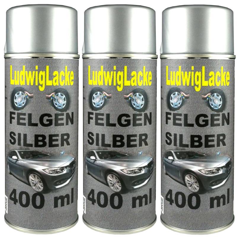 Ludwiglacke 3 Felgensilber Spray a 400 ml + Spraydosenhandgriff von Ludwiglacke