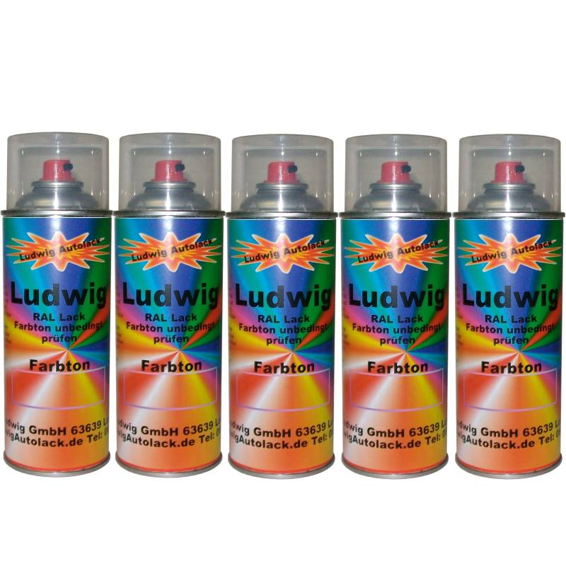 Ludwiglacke 5 Spraydosen 400ml Autolack glänzend RAL 2002 Blutorange von Ludwiglacke