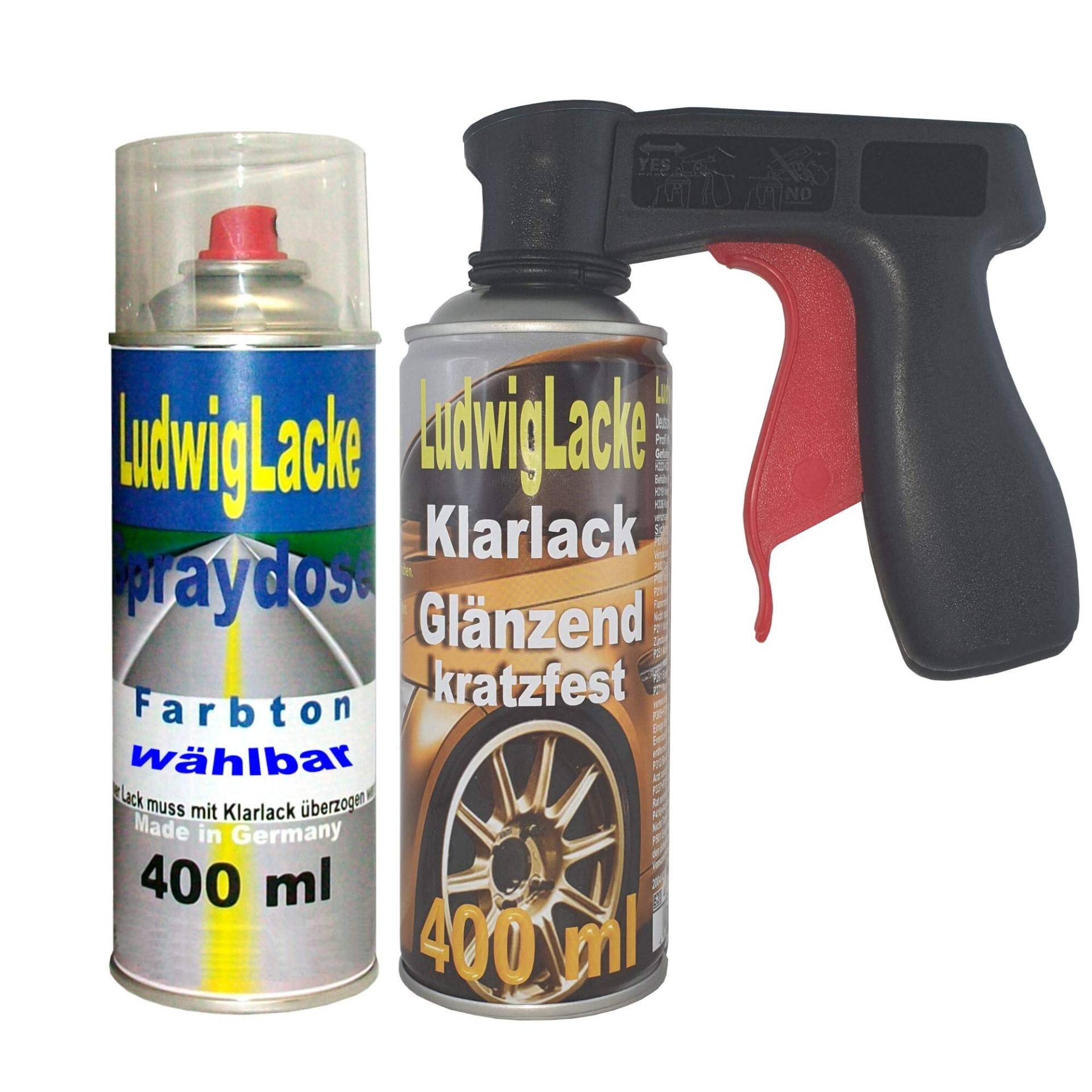 Ludwig Lacke Spray Set für BMW Techno Violett 299 400ml Lack +400ml Klarlack + Griff von Ludwiglacke