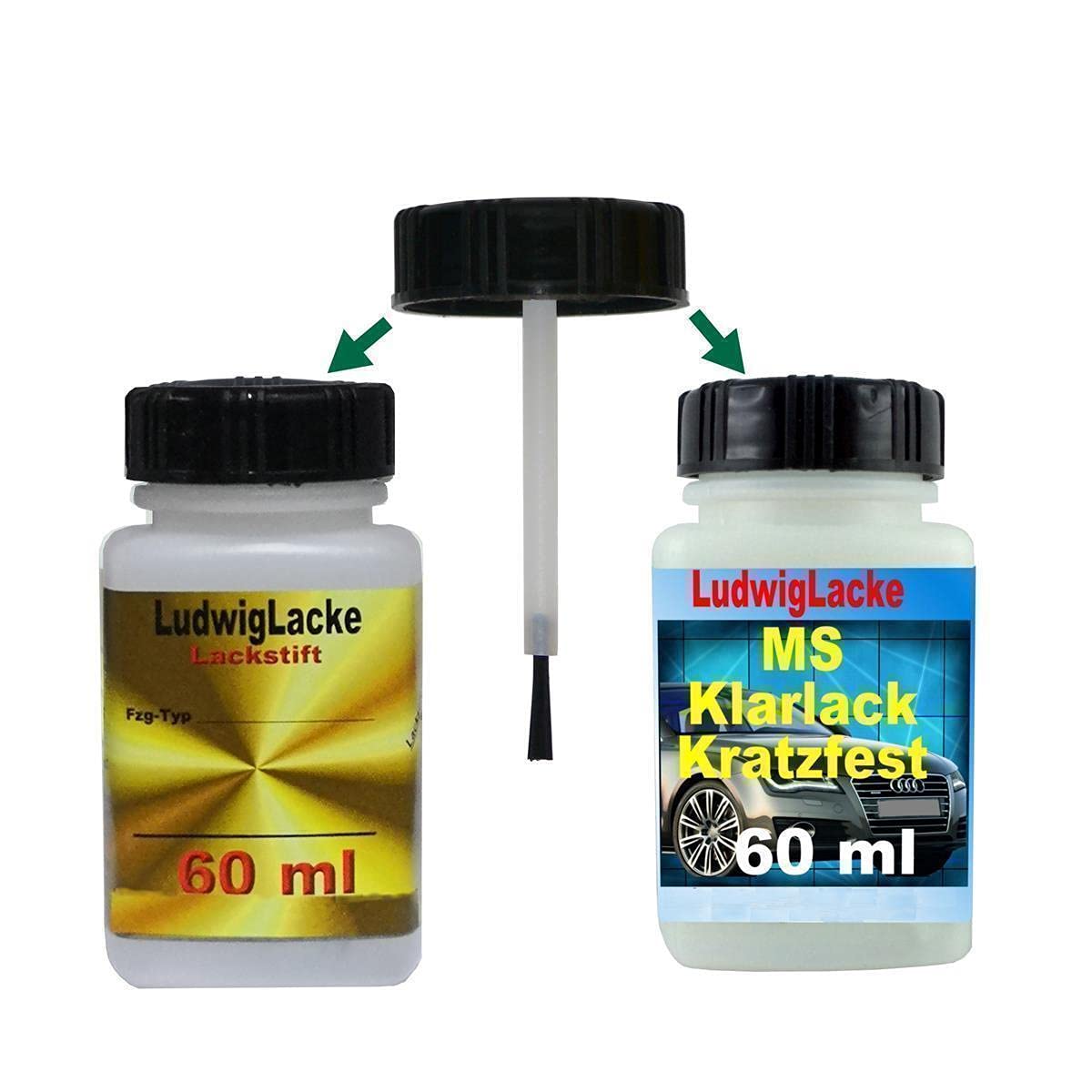 Astralsilber DB735 Lackstift Set für Mercedes je 60ml Autolack & Klarlack von Ludwiglacke