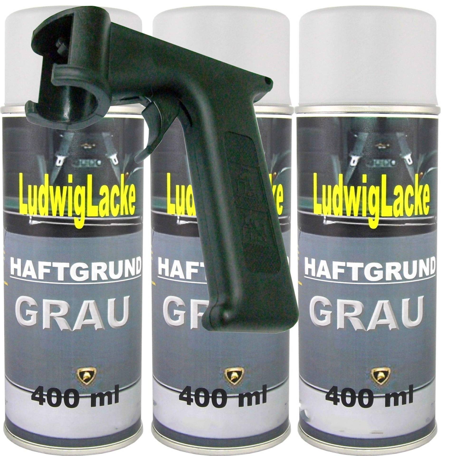 Grundierung 3 Spraydose Haftgrund GRAU je 400ml mit Haltegriff Autolack von Ludwiglacke