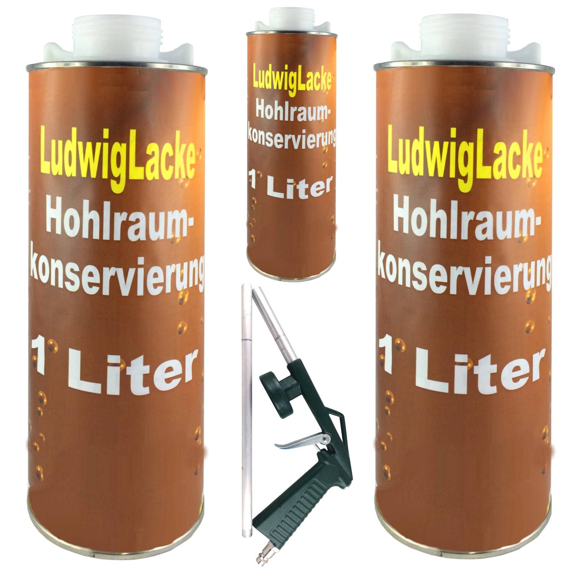Hohlraumversiegelung Hohlraumkonservierung 3 x 1 Liter Dose & UBS Pistole von Ludwiglacke