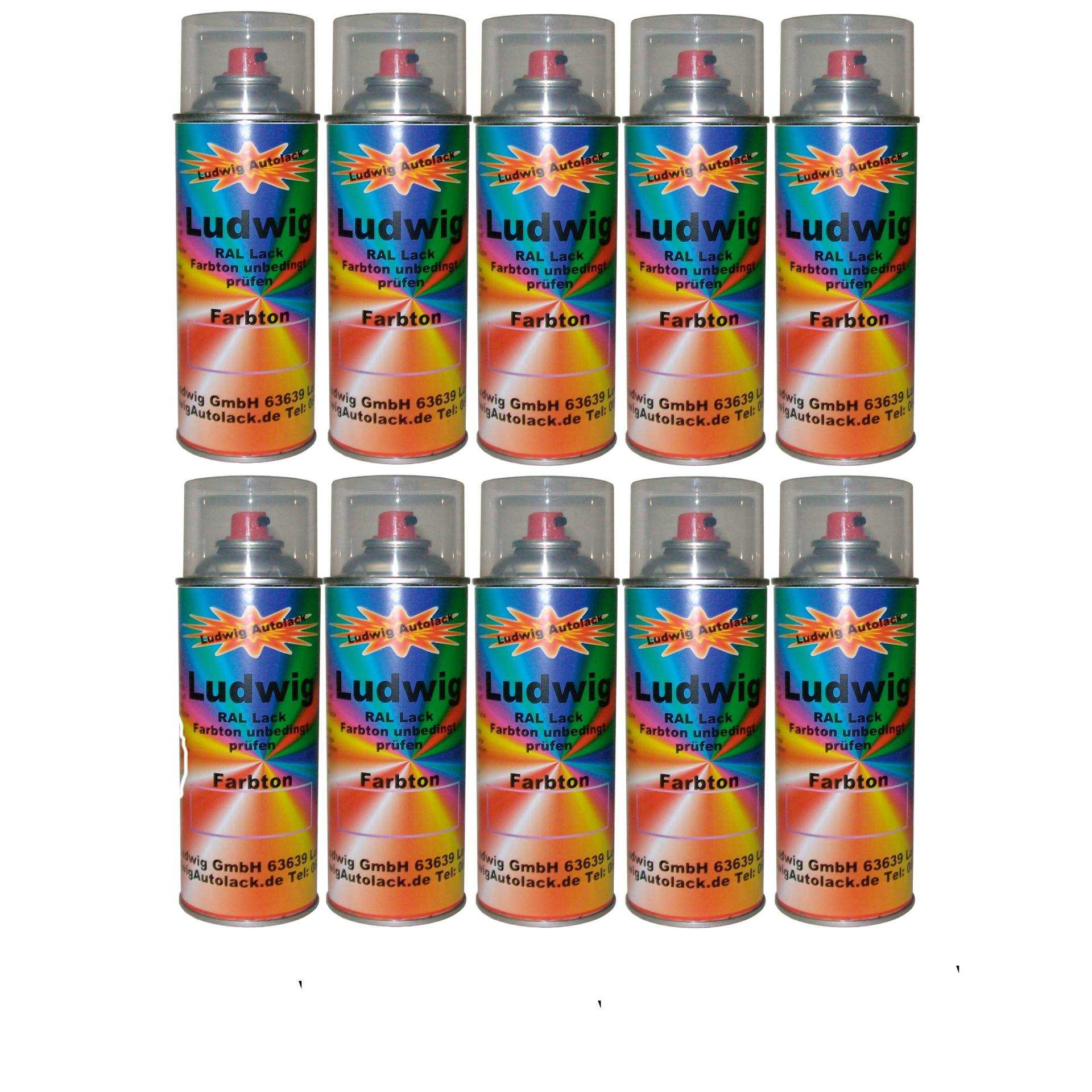 Ludwiglacke 10 Spraydosen 400ml Autolack glänzend RAL 2009 Verkehrsorange von Ludwiglacke