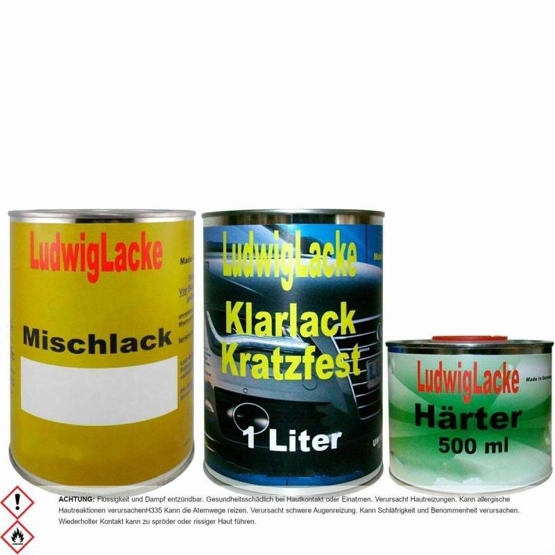 Ludwiglacke 2,5 Liter Lackset in Brilliantblau LY5K für Audi * 1 Liter Basislack, 1Liter 2K Klarlack + 0,5 Liter Härter von Ludwiglacke