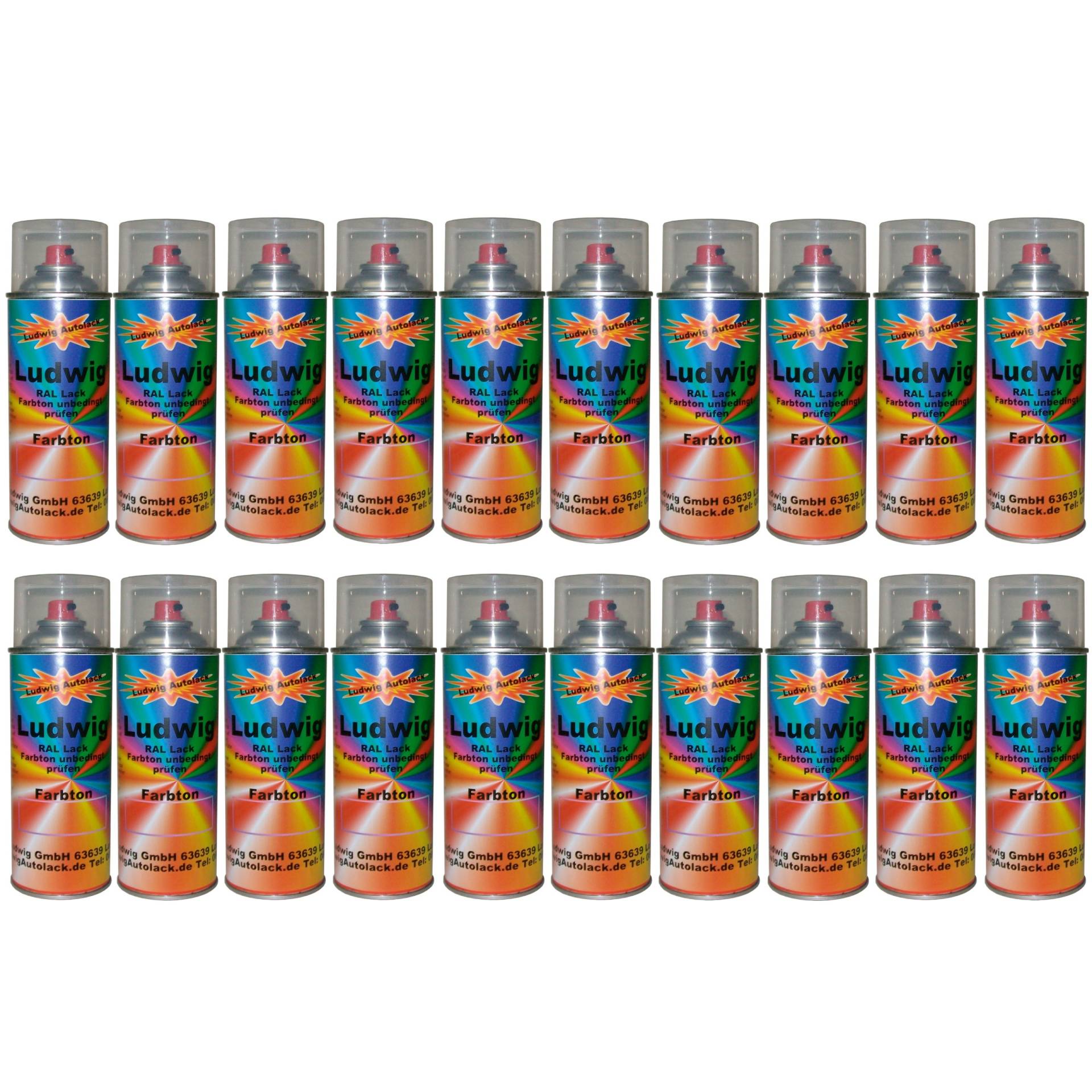 Ludwiglacke 20 Spraydosen 400ml Autolack glänzend RAL 6005 Moosgrün von Ludwiglacke