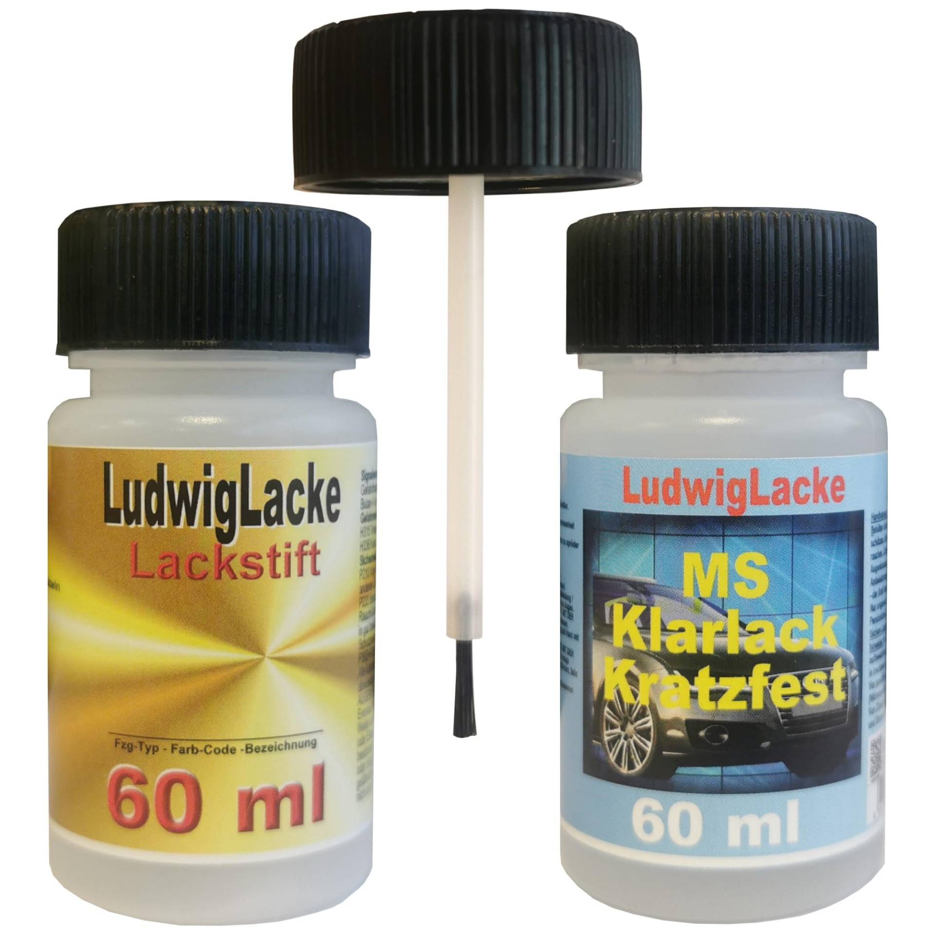 Ludwiglacke 345 Jaspisblau für Mercedes Lackstift Set Autolack & Klarlack je 60ml von Ludwiglacke