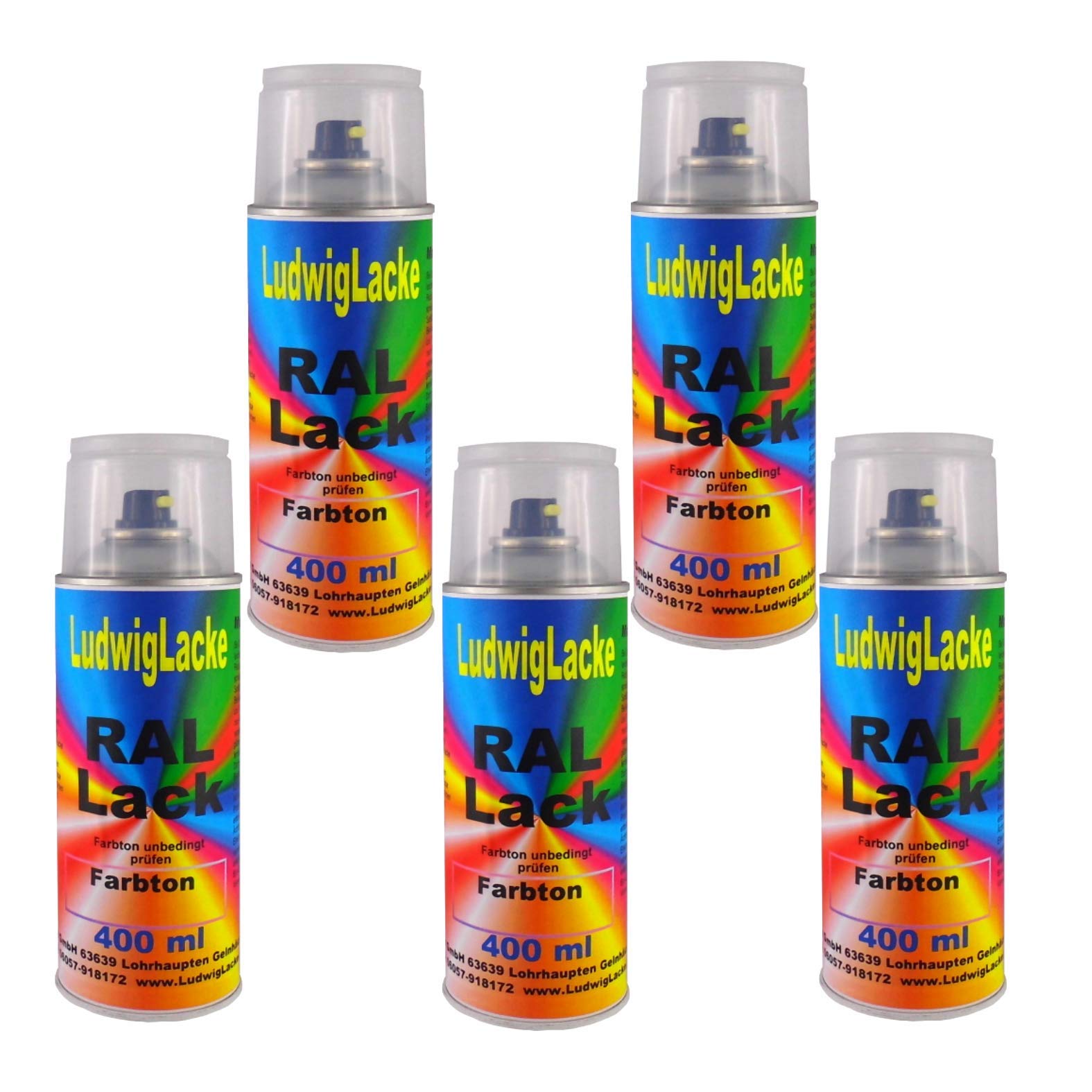 Ludwiglacke 5 Spraydosen 400ml Autolack glänzend RAL 1002 Sandgelb von Ludwiglacke