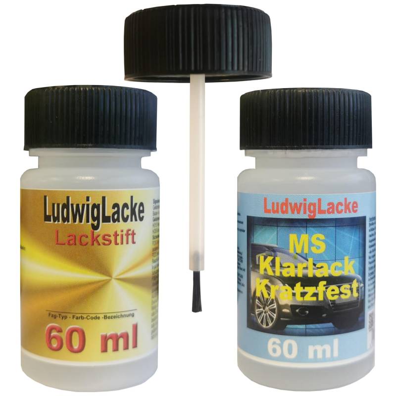 Ludwiglacke Lackstiftset für Mitsubishi Greyish Brown Farbcode C06 Baujahr 2008-2013 Metallic Effektlack - 2 Lackstifte a 50 ml 50 ml Basislack und 50 ml Klarlack. von Ludwiglacke