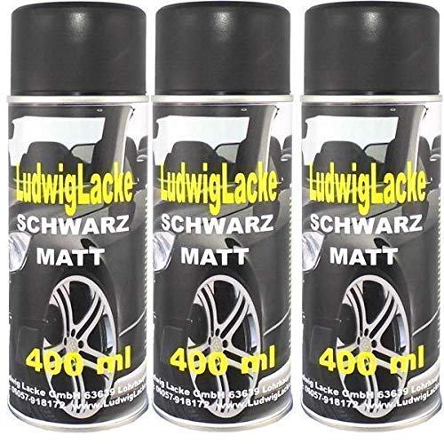 SCHWARZ MATT 3 Spraydosen AUTOLACK je 400ml von Ludwiglacke