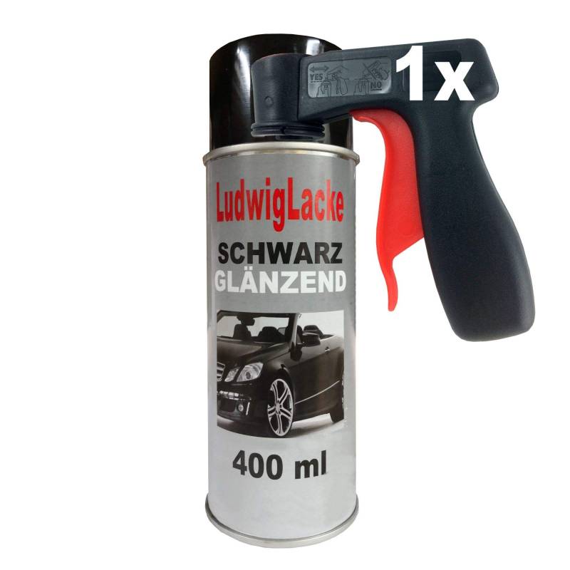 Schwarz glänzend 1 Spraydose + Haltegriff 400ml Made in Germany von Ludwiglacke