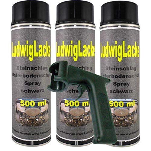 Steinschlagschutz UBS schwarz 3 x 500 ml Spray Plus Haltegriff von Ludwiglacke